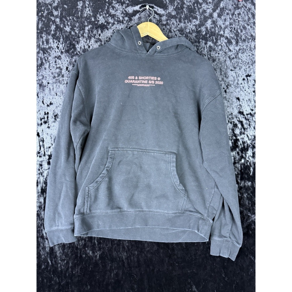 40s & Shorties Hoodie Mens M Black Wash 2020 S/S Quarantine Graphic Heavyweight